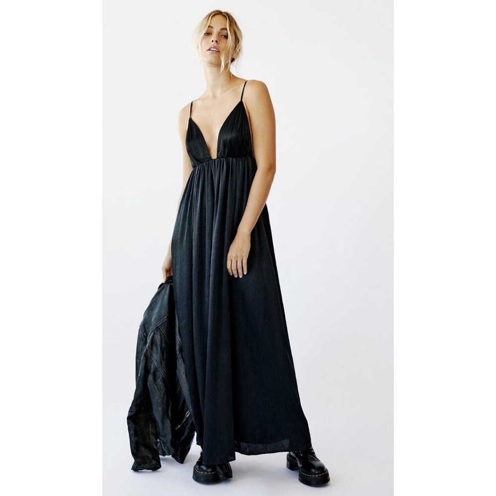 $250  Free People Black  Lexi Dress Size L  #1515